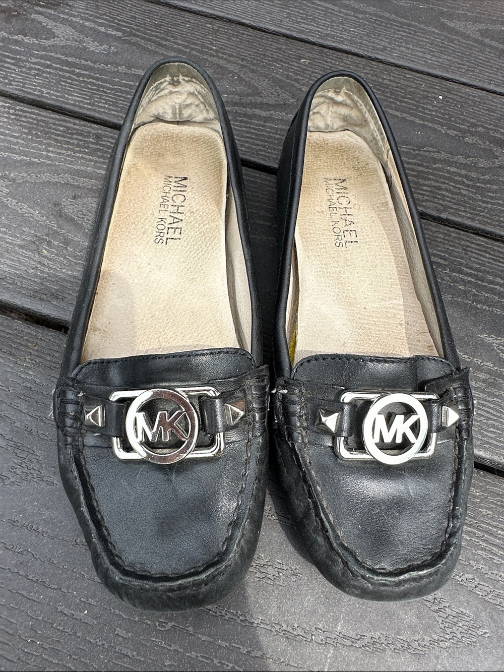 Michael Kors Women's Black MK Logo Leather Loafers Size 4